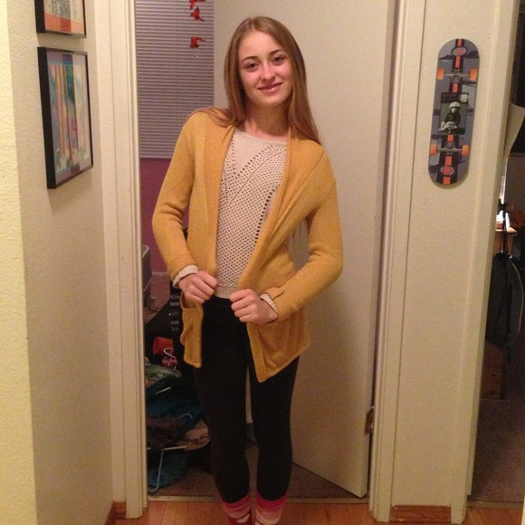 Yellow cardigan. Long and very pretty