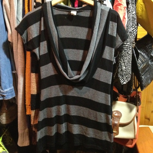 ❌SOLD❌Wet Seal Black and Grey Striped Sweater Top