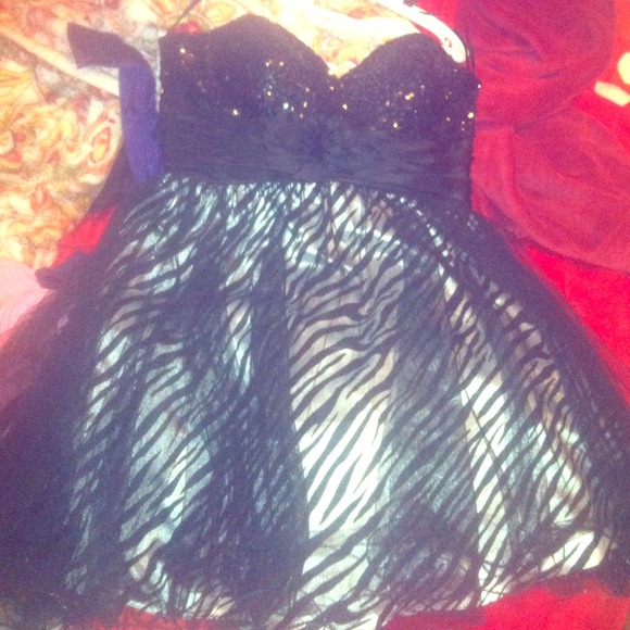 black zebra print prom dress