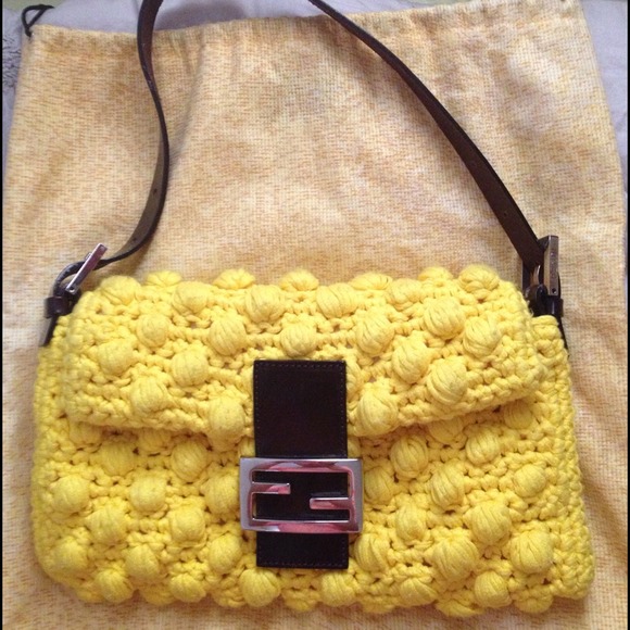 FENDI Handbags - Authentic Fendi Yellow Woven Knit Bag/ Clutch