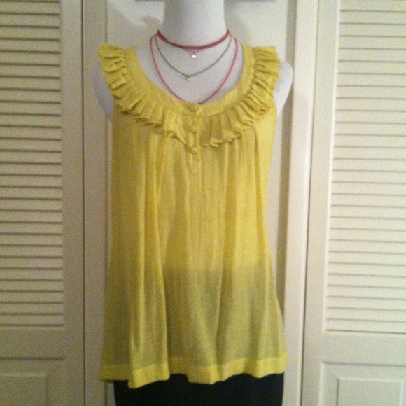 Mustard Lightweight Silk Blend Sleeveless Blouse