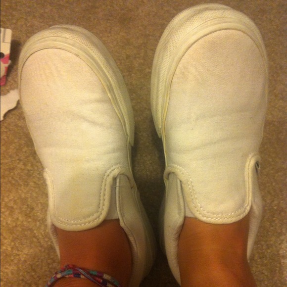 White Vans old & used discolored