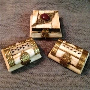 Vintage Ivory boxes Set of 3