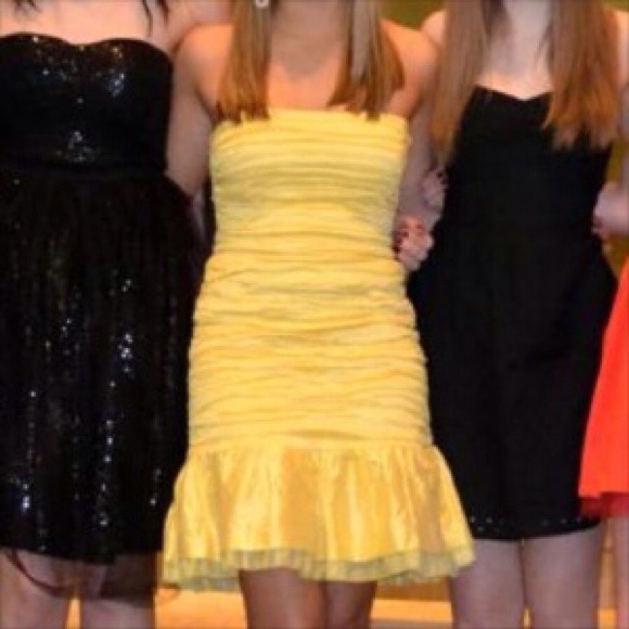 Yellow Ruched BCBG dress