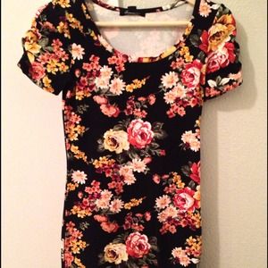 Black floral form fitting dress