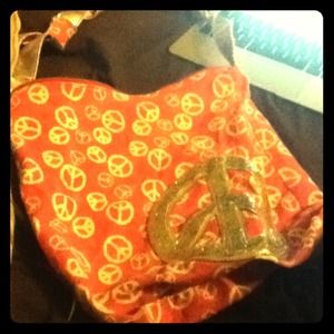 Hot pink peace sign bag
