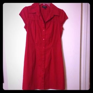 Red button down shirt dress