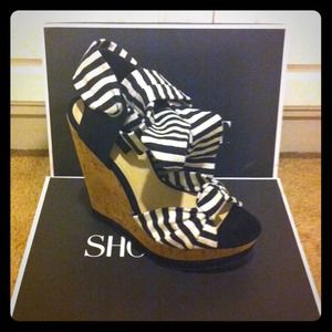 ShoeMint "Kimberly" blk/white wedges