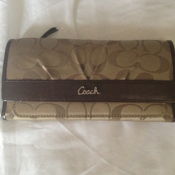 Coach leather trim wallet