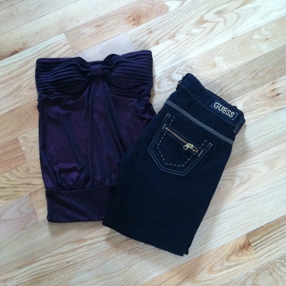 ❌SOLD❌Forever 21 black/burgundy sparkly tube top