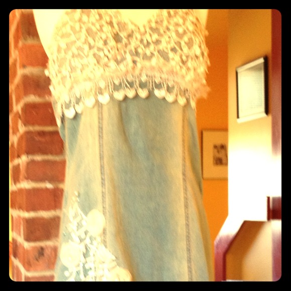 Ariellausa denim and lace dress.