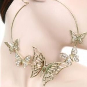 Butterfly Hoop Sparkly Earrings