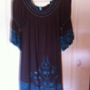 Chocolate & turquoise beaded dress