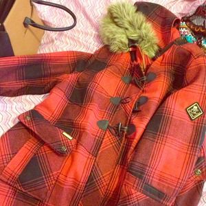 Rock wear pea coat red, plussizediva coat