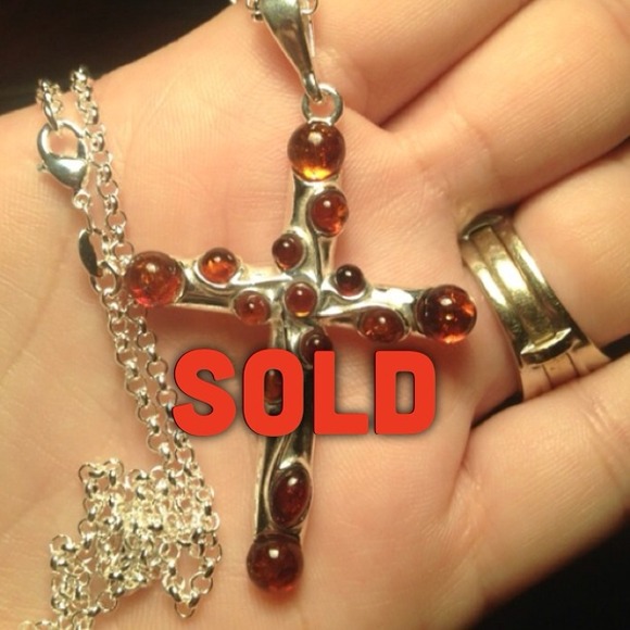 AUTHENTIC BALTIC AMBER CROSS NECKLACE