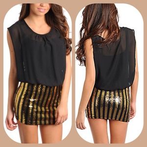 ✨BLACK & GOLD SEQUINED DRESS✨ (L)