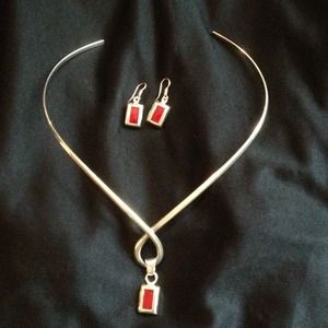 Sterling silver necklace w/ earrings