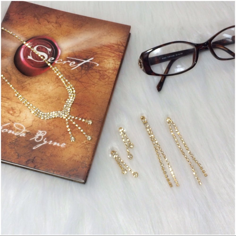 Rhinestone Necklace and 2 pairs Earrings