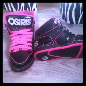 Pink and black osiris high tops