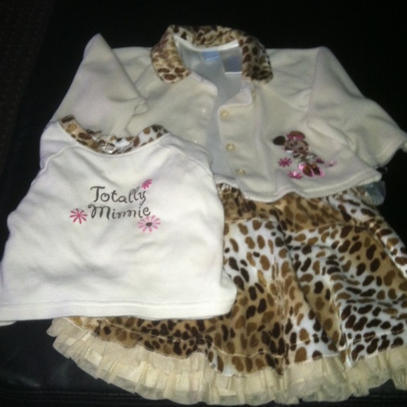 Three piece Minnie leopard print skirt w/ two tops
