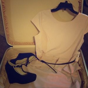 Pale Pink Peplum Office Dress HOLD for sjhale!