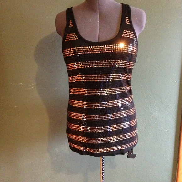 SOLD /BUNDLE@mjcloset tank black/bronze sequins