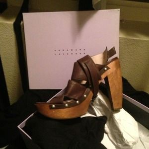 Vera Wang strappy wood sandal.