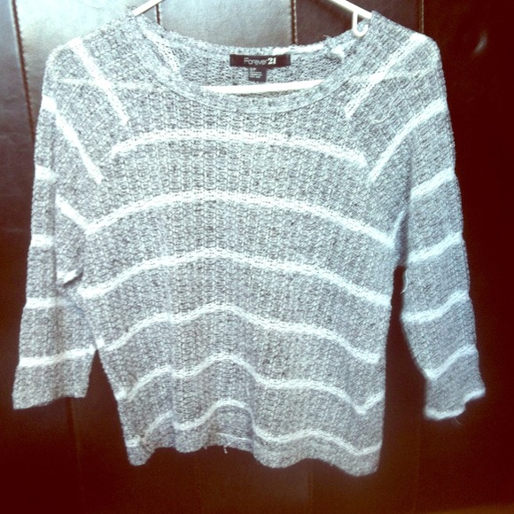Grey and white striped light sweater