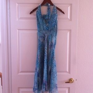 Blue patterned halter dress