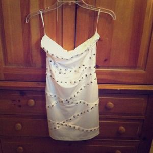 Strapless studded white dress