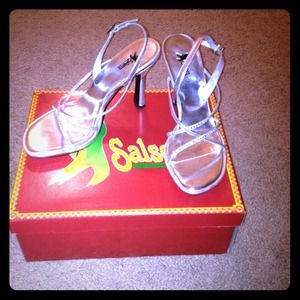 Fashionable Silver Heels! Worn ONCE!