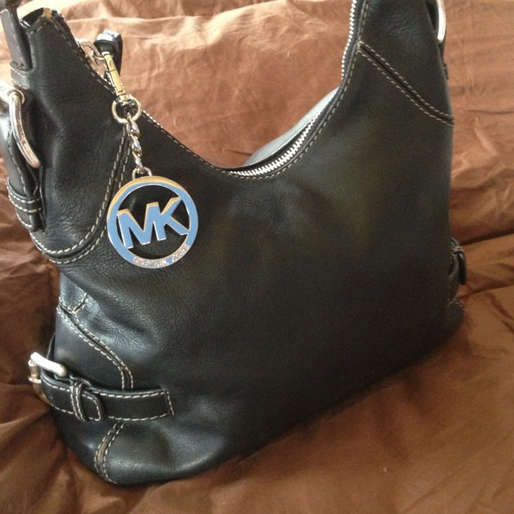 Michael Kors Handbags - Michael Kors Large Black leather Bag with Mk charm