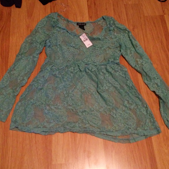 Tiffany Blue lace baby doll shirt