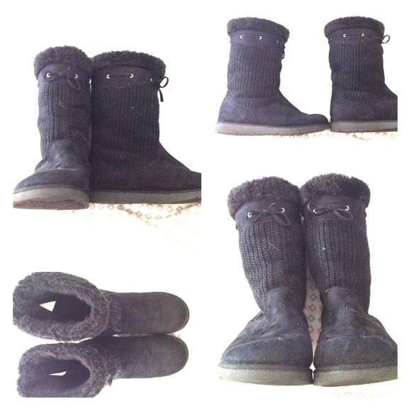 Black Faded Glory sweater boots
