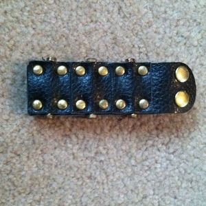Gold Studded Leather Bracelet