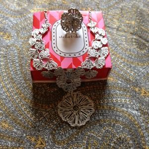 Stella and Dot silver Geneve lace set