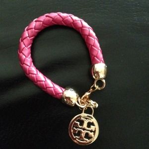 Tory burch pink braded bracelet