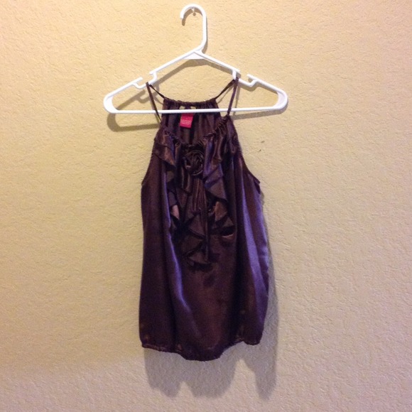 A brown silky like material top
