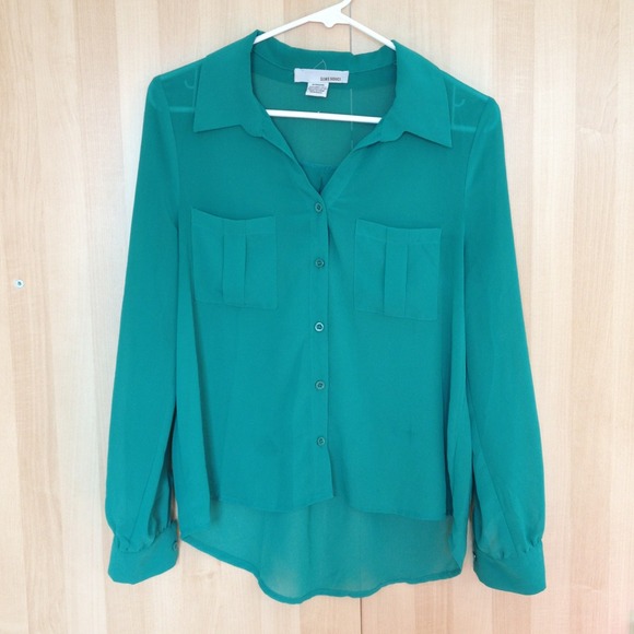 Turquoise long sleeve blouse