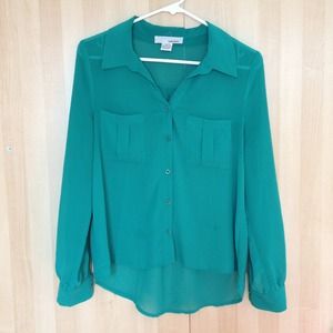 Turquoise long sleeve blouse