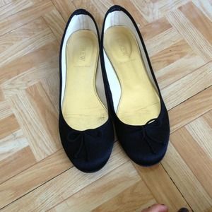 J Crew black satin ballet flats