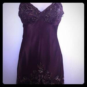 Embellished V-Neck Mesh Gown