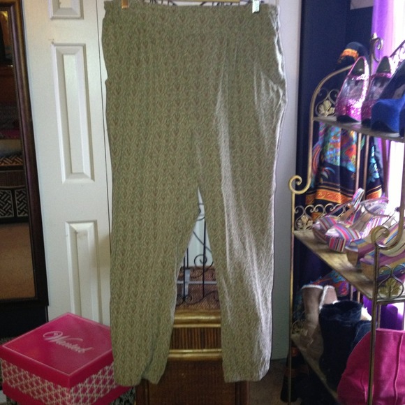 H&M Olive Green and Pink Design Pants