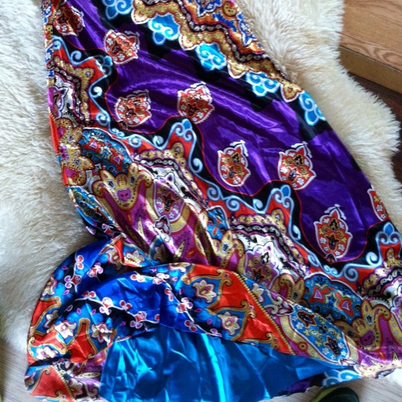 SALE Stunning long silk strapless dress w/beading! - Picture 3 of 4