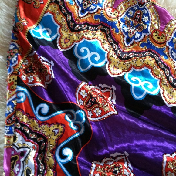 SALE Stunning long silk strapless dress w/beading! - Picture 4 of 4