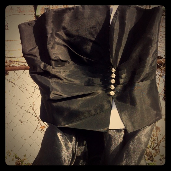 Two-piece black evening dress