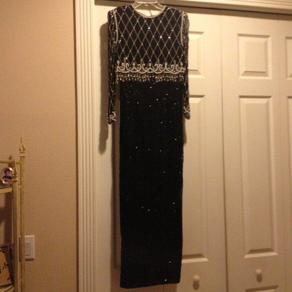 Black Sequin Evening Gown