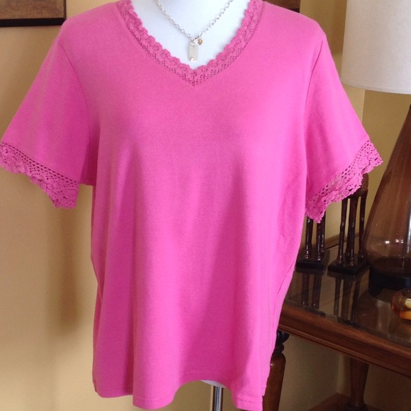 Pink Cotton Shirt with Crochet Detail