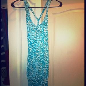 Blue and White cross back dress