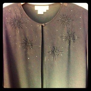 **SOLD**: Black floor-length dress jacket w/ beads
